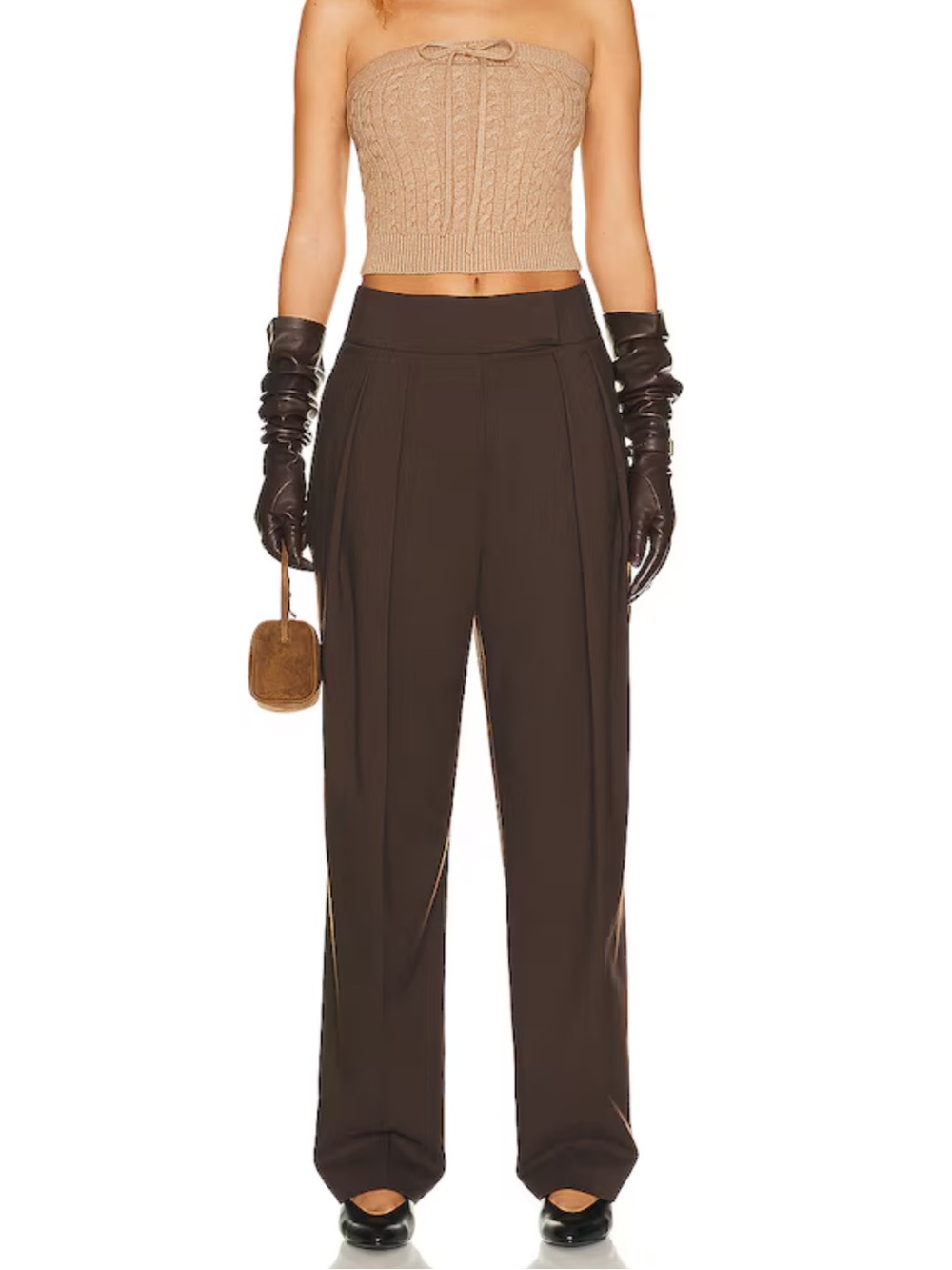 HELSA Crossover Suit Trouser pants wide leg Size XXS Brown